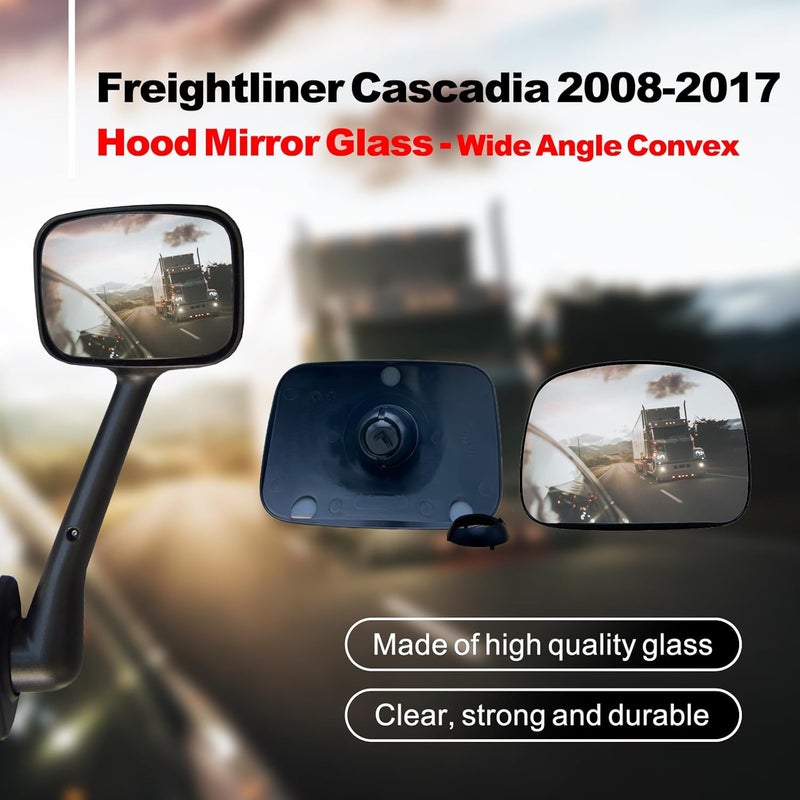 Splendid Replacement Hood Mirror Glass for 2008-2017 Freightliner Cascadia, Wide Angle Convex Glass, High Reflective, Driver/Passenger Side (OEM: TL28729) - Image 2